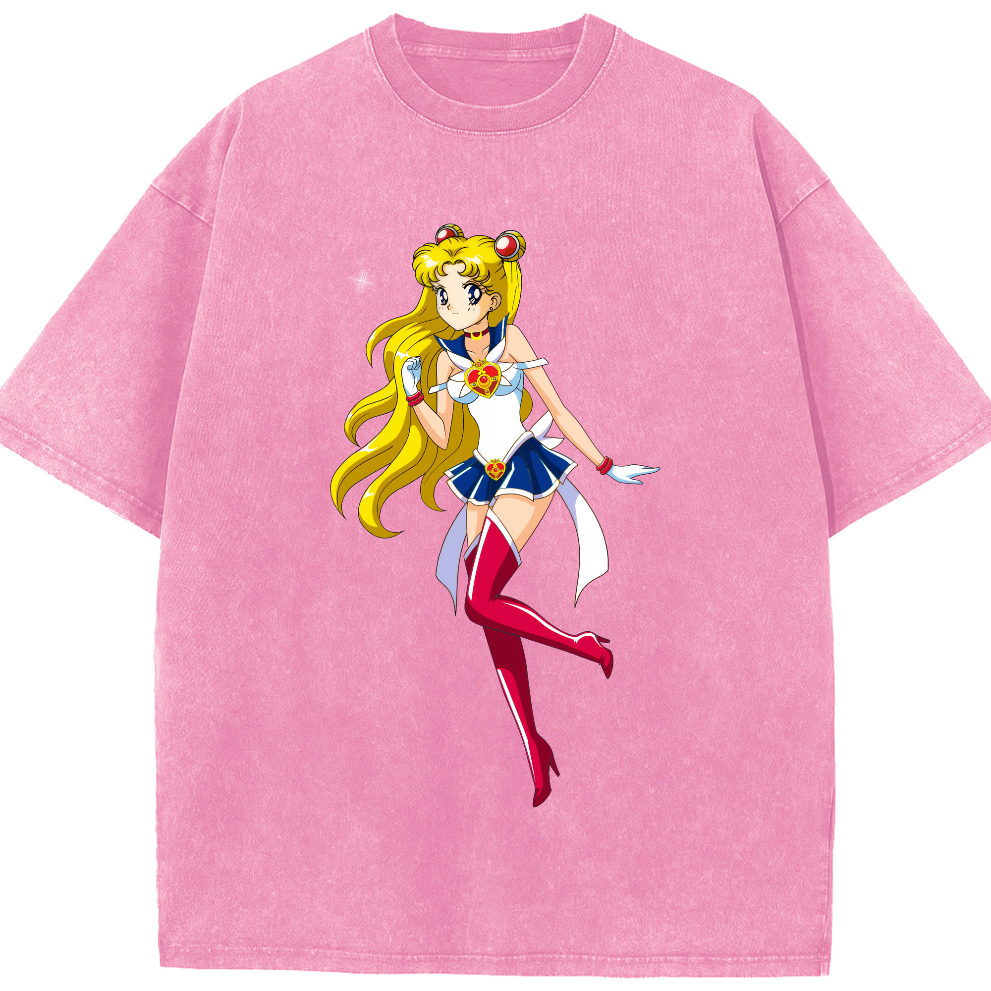 （画像用） 美少女戦士セーラームーン 月野 うさぎ つきの うさぎ Sailor Moon Tsukino Usagi 綿100% ヴィンテージ風 半袖Tシャツ（フロントプリント）